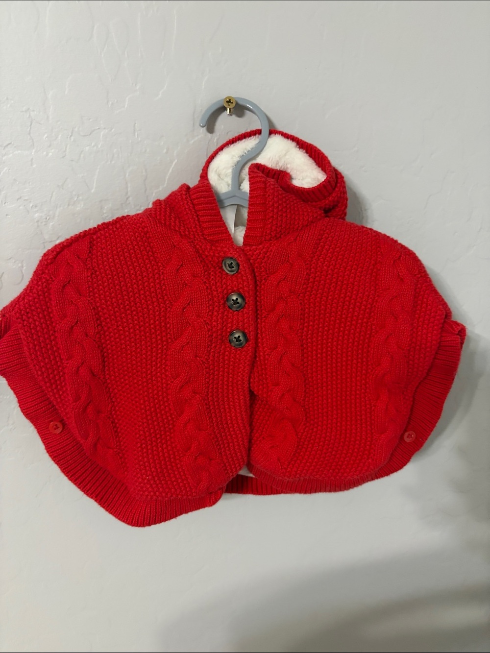Carter's Red Cable Knit Hooded Cape
